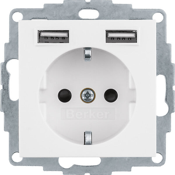Hager/Berk Steckdose SCHUKO/USB Q.x, polarw. samt 48036089